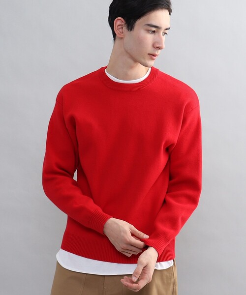 THE SHOP TK （ザ ショップ ティーケー ）の「◆スウェットライクニットプルオーバー（ニット/セーター・メンズ・ベージュ/ネイビー/グレー/レッド系1/ダークグリーン・04/03/02）」の6枚目の写真