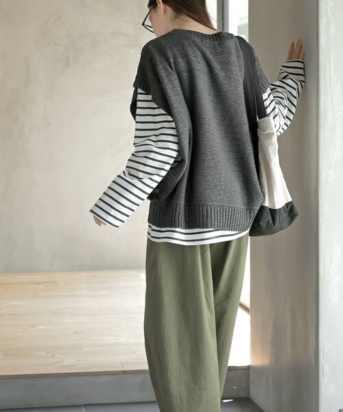 rps(アールピーエス)の「スラブニットベスト(ベスト・レディース・ライトグレー/ブルー/ベージュ系その他/グレイッシュベージュ/モカ/チャコールグレー・M/フリー)」の9枚目の写真