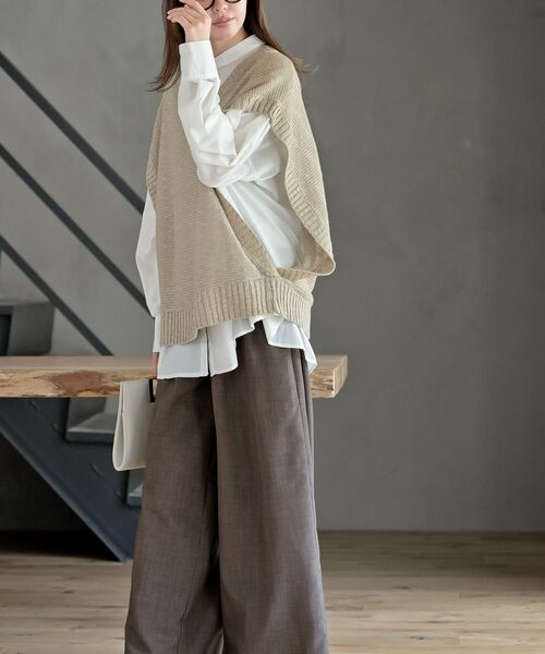 rps(アールピーエス)の「スラブニットベスト(ベスト・レディース・ライトグレー/ブルー/ベージュ系その他/グレイッシュベージュ/モカ/チャコールグレー・M/フリー)」の18枚目の写真