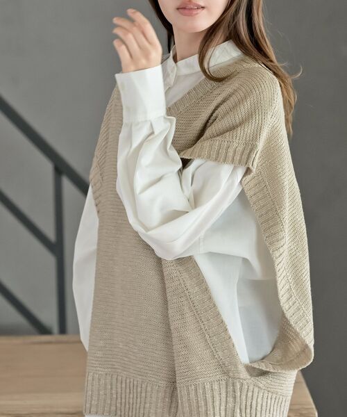 rps(アールピーエス)の「スラブニットベスト(ベスト・レディース・ライトグレー/ブルー/ベージュ系その他/グレイッシュベージュ/モカ/チャコールグレー・M/フリー)」の20枚目の写真