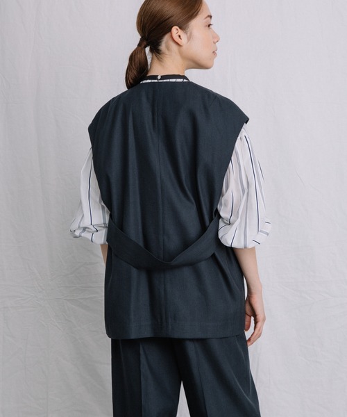 Liyoca（リヨカ）の「【Liyoca】リネンコットンへリンボンジレ（ベスト・レディース・ネイビー/ブラウン/グリーン系その他3・FREE）」の11枚目の写真