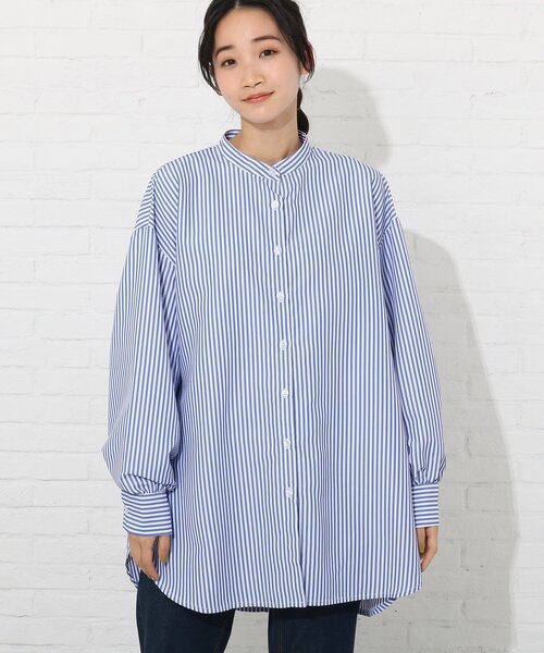 Cutie Blonde（キューティーブロンド）の「◆バンドカラーチュニックシャツワンピース（ワンピース・レディース・オフホワイト/ライトグリーン/ブルー系2・00）」の3枚目の写真