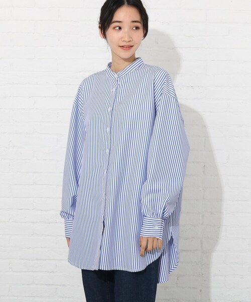 Cutie Blonde（キューティーブロンド）の「◆バンドカラーチュニックシャツワンピース（ワンピース・レディース・オフホワイト/ライトグリーン/ブルー系2・00）」の6枚目の写真