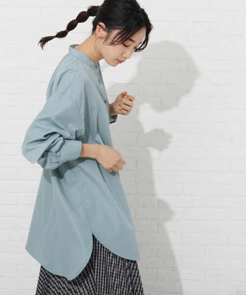 Cutie Blonde（キューティーブロンド）の「◆バンドカラーチュニックシャツワンピース（ワンピース・レディース・オフホワイト/ライトグリーン/ブルー系2・00）」の14枚目の写真