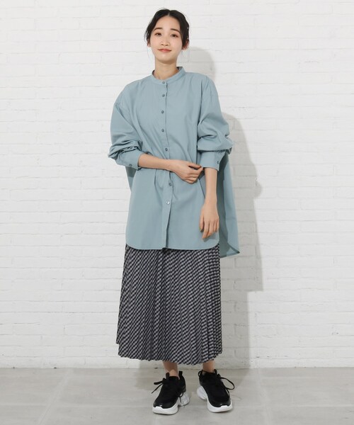 Cutie Blonde（キューティーブロンド）の「◆バンドカラーチュニックシャツワンピース（ワンピース・レディース・オフホワイト/ライトグリーン/ブルー系2・00）」の16枚目の写真