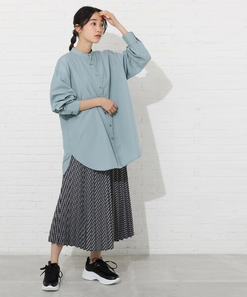 Cutie Blonde（キューティーブロンド）の「◆バンドカラーチュニックシャツワンピース（ワンピース・レディース・オフホワイト/ライトグリーン/ブルー系2・00）」の17枚目の写真