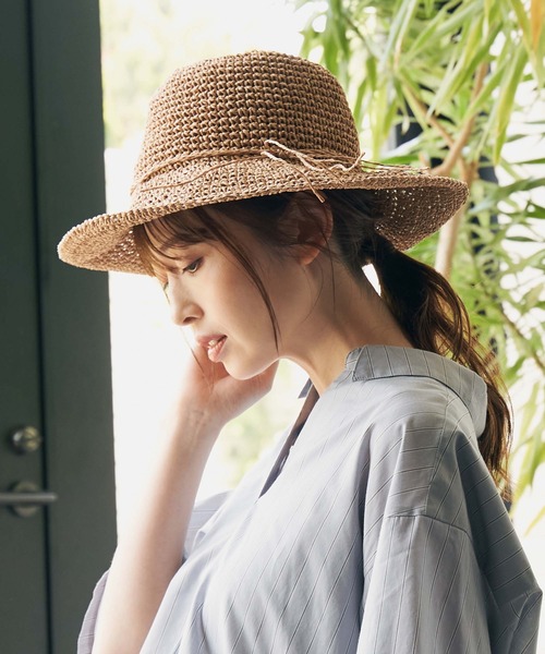 ikka（イッカ）の「手編みこま編みハット（ハット・レディース・オフホワイト/キャメル/ダークグレー・FREE）」の18枚目の写真