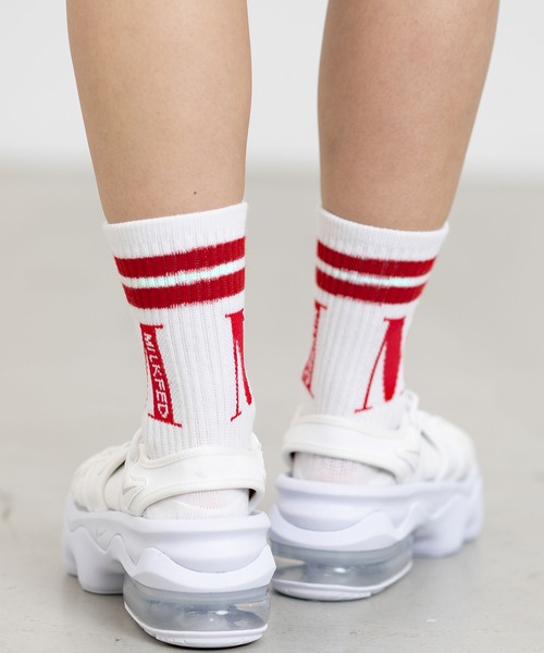 ミルクフェド　ロゴソックス　ロング丈　ブラック　黒 MILKFED. 靴下 ソックス ミルクフェド MILKFED LOGO KNEE HIGH