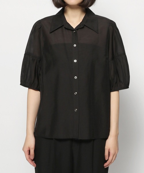 PAGEBOY（ページボーイ）の「シアーギャザーシャツ（シャツ/ブラウス・レディース・ブラック/オフホワイト/ブルー/グレイッシュベージュ・FREE）」の21枚目の写真