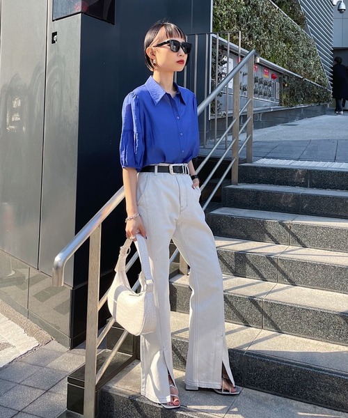 PAGEBOY（ページボーイ）の「シアーギャザーシャツ（シャツ/ブラウス・レディース・ブラック/オフホワイト/ブルー/グレイッシュベージュ・FREE）」の19枚目の写真