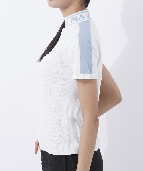FILA GOLF(フィラゴルフ )の「【FILA GOLF:フィラゴルフ】レディース 半袖モックネックニット ゴルフウェア(ニット/セーター・レディース・ホワイト/ブラック/ブルー/ライトピンク・MEDIUM/LARGE)」の10枚目の写真