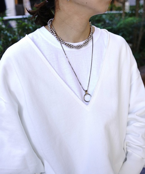 CLOCHE（クロシェ）の「CLOCHE (クロシェ)　Vネックスウェット /21085022（スウェット・レディース・ホワイト/ベージュ/グリーン/ブラック・FREE）」の8枚目の写真