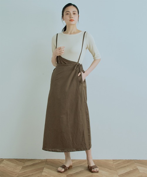 Kelen(ケレン)の「「KELEN/ ケレン」WRAP LIKE SKIRT"GYUN"(スカート・レディース・ブラック/ブラウン/カーキ/アイボリー・S/M)」の3枚目の写真