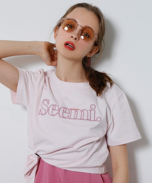 tシャツ 「Seemi.」刺繍入りトップス レディース セール】【Seemi.】刺繍入りトップス（Tシャツ/カットソー