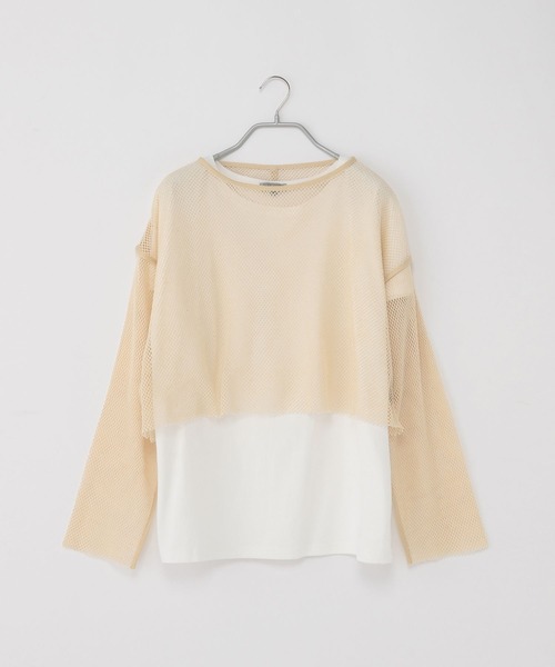 niko and...（ニコアンド）の「[MODE NORM CORE]メッシュアンサンブルプルオーバー（Tシャツ/カットソー・レディース・ホワイト/ナチュラル/ブルー・MEDIUM/LARGE）」の3枚目の写真