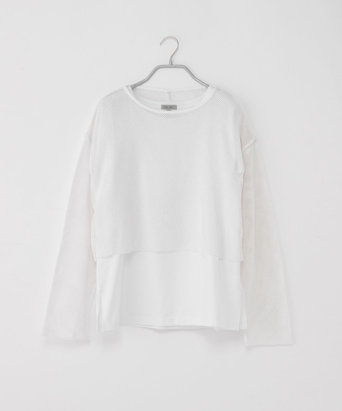 niko and...（ニコアンド）の「[MODE NORM CORE]メッシュアンサンブルプルオーバー（Tシャツ/カットソー・レディース・ホワイト/ナチュラル/ブルー・MEDIUM/LARGE）」の2枚目の写真