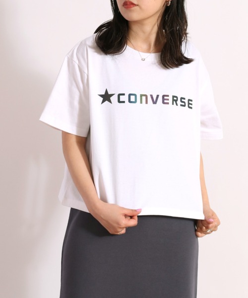 CONVERSE(コンバース)の「【CONVERSE】レインボーハクプリントTee(Tシャツ/カットソー・レディース・ホワイト系/レッド系・M)」の5枚目の写真