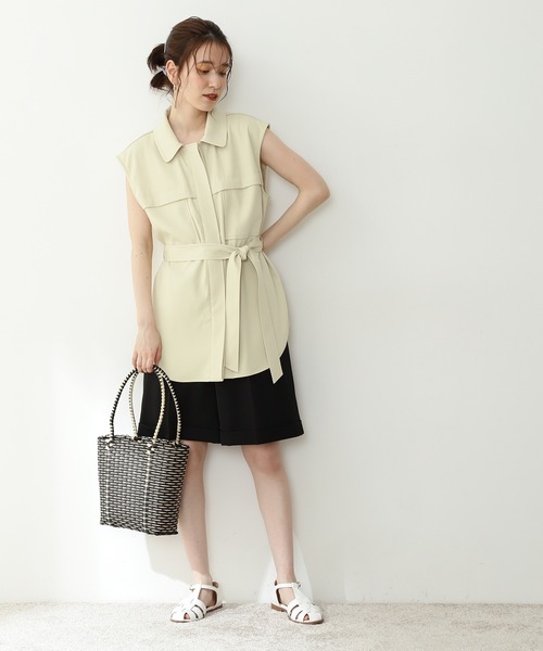 N.（N. Natural Beauty Basic）（エヌエヌナチュラルビューティーベーシック）の「麻調タックキュロットパンツ（その他パンツ・レディース・ブラック/ベージュ・MEDIUM）」の15枚目の写真