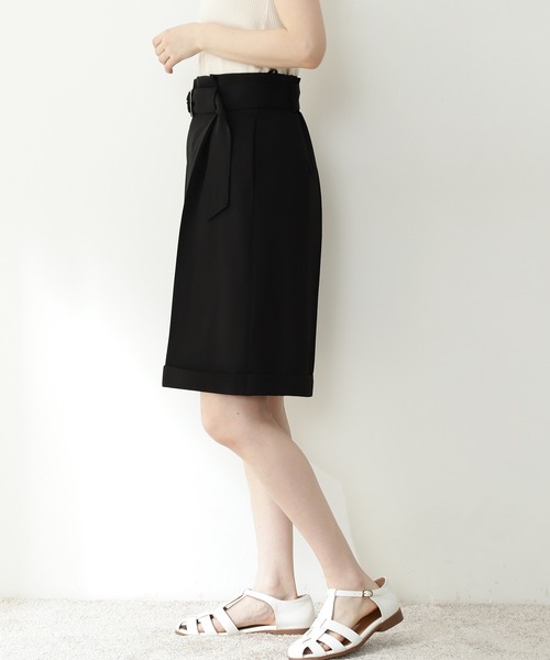 N.（N. Natural Beauty Basic）（エヌエヌナチュラルビューティーベーシック）の「麻調タックキュロットパンツ（その他パンツ・レディース・ブラック/ベージュ・MEDIUM）」の9枚目の写真