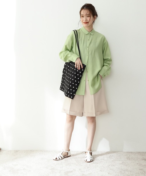 N.（N. Natural Beauty Basic）（エヌエヌナチュラルビューティーベーシック）の「麻調タックキュロットパンツ（その他パンツ・レディース・ブラック/ベージュ・MEDIUM）」の13枚目の写真