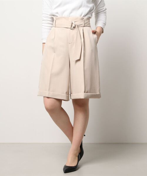 N.（N. Natural Beauty Basic）（エヌエヌナチュラルビューティーベーシック）の「麻調タックキュロットパンツ（その他パンツ・レディース・ブラック/ベージュ・MEDIUM）」の11枚目の写真