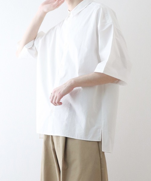 y/m by kitsune（イムバイキツネ）の「ハーフスリーブレギュラーカラーシャツ（シャツ/ブラウス・メンズ・ベージュ/オフホワイト・MEDIUM/LARGE）」の4枚目の写真