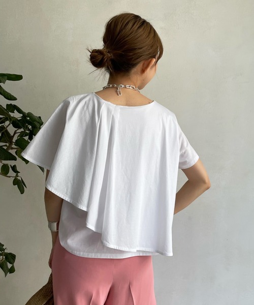 DouDou(ドゥドゥ)の「【WEB限定】アシメケーププルオーバー(Tシャツ/カットソー・レディース・ブラック/オフホワイト/オレンジ・FREE)」の14枚目の写真