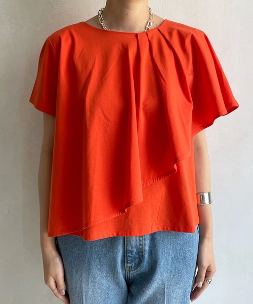 DouDou(ドゥドゥ)の「【WEB限定】アシメケーププルオーバー(Tシャツ/カットソー・レディース・ブラック/オフホワイト/オレンジ・FREE)」の20枚目の写真
