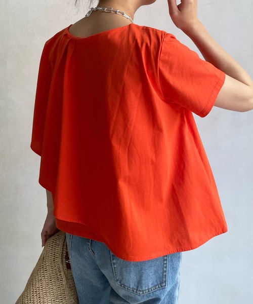 DouDou(ドゥドゥ)の「【WEB限定】アシメケーププルオーバー(Tシャツ/カットソー・レディース・ブラック/オフホワイト/オレンジ・FREE)」の22枚目の写真