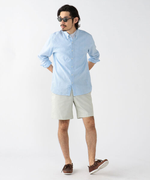 BEAMS PLUS(ビームスプラス)の「BEAMS PLUS / プレーンフロント タッタソールチェック ショーツ(その他パンツ・メンズ・グリーン系その他/イエロー系その他・SMALL/MEDIUM/LARGE/X-LARGE)」の5枚目の写真