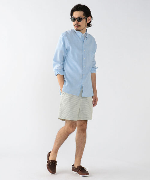 BEAMS PLUS(ビームスプラス)の「BEAMS PLUS / プレーンフロント タッタソールチェック ショーツ(その他パンツ・メンズ・グリーン系その他/イエロー系その他・SMALL/MEDIUM/LARGE/X-LARGE)」の6枚目の写真