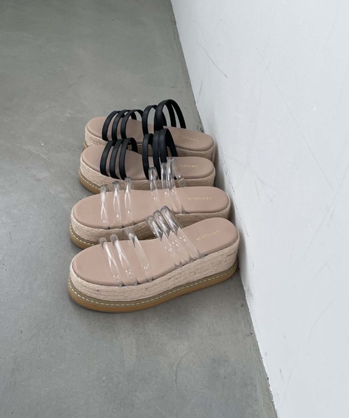 archives（アルシーヴ）の「厚底ミュールサンダル（サンダル・レディース・ブラック/クリア・MEDIUM/LARGE）」の5枚目の写真