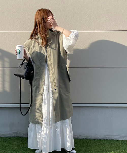 ISOOK(アイスー)の「Military long vest / ミリタリーロングベスト(meg select)(その他アウター・レディース・カーキ・FREE)」の4枚目の写真