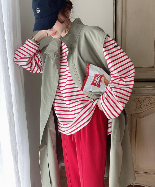 ISOOK(アイスー)の「Military long vest / ミリタリーロングベスト(meg select)(その他アウター・レディース・カーキ・FREE)」の8枚目の写真