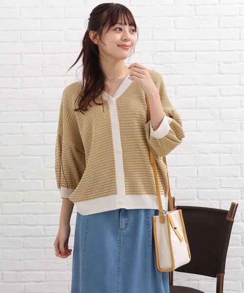 SHOO・LA・RUE(シューラルー)の「◆配色編みゆるカーディガン(カーディガン/ボレロ・レディース・グリーン系その他5/イエロー系4/ピンク系9・00)」の11枚目の写真