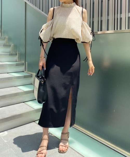 one after another NICE CLAUP(ワンアフターアナザーナイスクラップ)の「肩リボンマルチウェイブラウス(シャツ/ブラウス・レディース・ドット/オフホワイト/ブラック/ピンク系その他・FREE)」の13枚目の写真