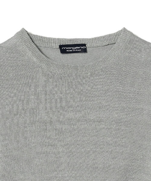 MORGANO（モルガーノ）の「MORGANO × BEAMS F / 別注 リネンコットン クルーネック ニット（Tシャツ/カットソー・メンズ・ベージュ/ネイビー/オレンジ系その他7/グレー・48 8R/46 8R/50 8R）」の6枚目の写真