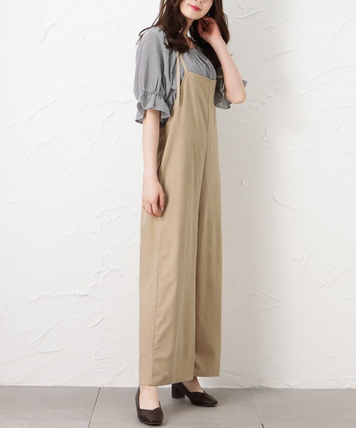 Howdy Marie(ハウディ―マリー)の「ワイドストレート オーバーオール(サロペット/オーバーオール・レディース・ベージュ/ブラウン/グレイッシュベージュ・M/L)」の3枚目の写真