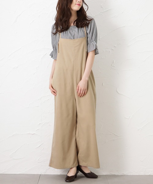 Howdy Marie(ハウディ―マリー)の「ワイドストレート オーバーオール(サロペット/オーバーオール・レディース・ベージュ/ブラウン/グレイッシュベージュ・M/L)」の10枚目の写真