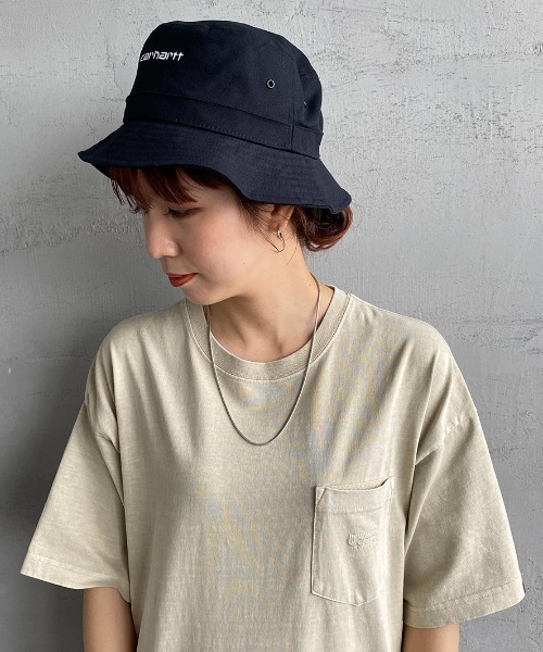 Carhartt WIP（カーハートダブリューアイピー）の「[carhartt WIP/カーハートダブリューアイピー] SCRIPT ブランドロゴ バケットハット（ハット・レディース・ブラック/キャメル・ONE SIZE）」の4枚目の写真