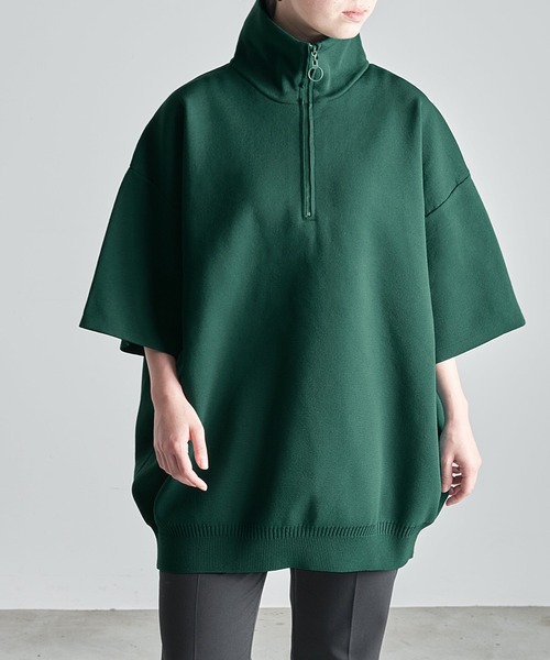 Like Us（ライクアス）の「【Like Us】ハーフジップミラノリブハイゲージ捲縮S/S サマーニット（ニット/セーター・メンズ・ブラック/グリーン/アイボリー/チャコール・M/L）」の20枚目の写真