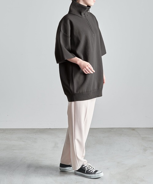 Like Us（ライクアス）の「【Like Us】ハーフジップミラノリブハイゲージ捲縮S/S サマーニット（ニット/セーター・メンズ・ブラック/グリーン/アイボリー/チャコール・M/L）」の9枚目の写真