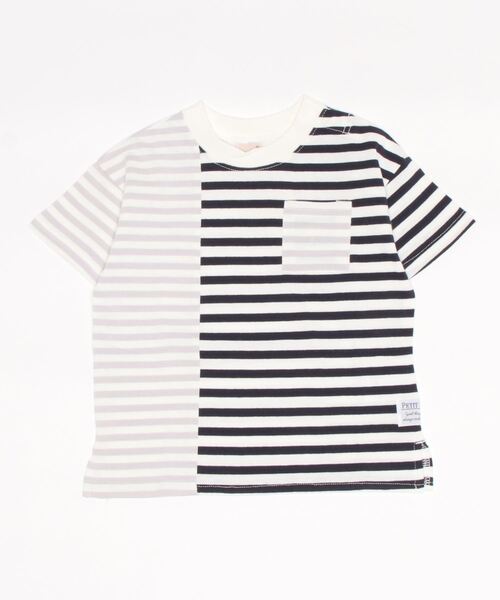 petit main（プティマイン）の「ボーダー切替Ｔシャツ（Tシャツ/カットソー・キッズ・ネイビー/イエロー/グリーン・110cm/120cm/100cm/130cm/90cm/80ｃｍ）」の20枚目の写真