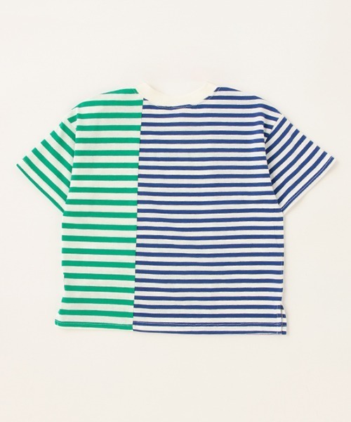 petit main（プティマイン）の「ボーダー切替Ｔシャツ（Tシャツ/カットソー・キッズ・ネイビー/イエロー/グリーン・110cm/120cm/100cm/130cm/90cm/80ｃｍ）」の4枚目の写真