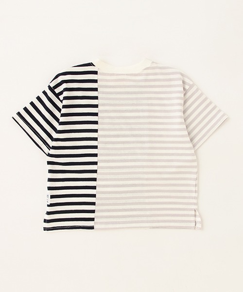 petit main（プティマイン）の「ボーダー切替Ｔシャツ（Tシャツ/カットソー・キッズ・ネイビー/イエロー/グリーン・110cm/120cm/100cm/130cm/90cm/80ｃｍ）」の5枚目の写真