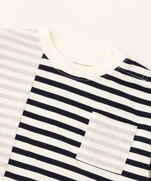 petit main（プティマイン）の「ボーダー切替Ｔシャツ（Tシャツ/カットソー・キッズ・ネイビー/イエロー/グリーン・110cm/120cm/100cm/130cm/90cm/80ｃｍ）」の6枚目の写真