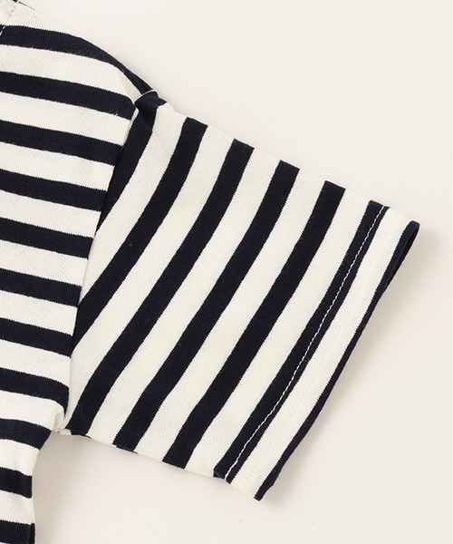 petit main（プティマイン）の「ボーダー切替Ｔシャツ（Tシャツ/カットソー・キッズ・ネイビー/イエロー/グリーン・110cm/120cm/100cm/130cm/90cm/80ｃｍ）」の7枚目の写真