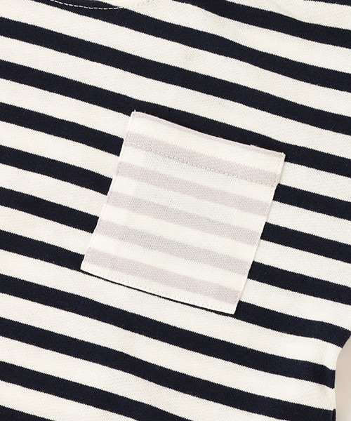 petit main（プティマイン）の「ボーダー切替Ｔシャツ（Tシャツ/カットソー・キッズ・ネイビー/イエロー/グリーン・110cm/120cm/100cm/130cm/90cm/80ｃｍ）」の9枚目の写真