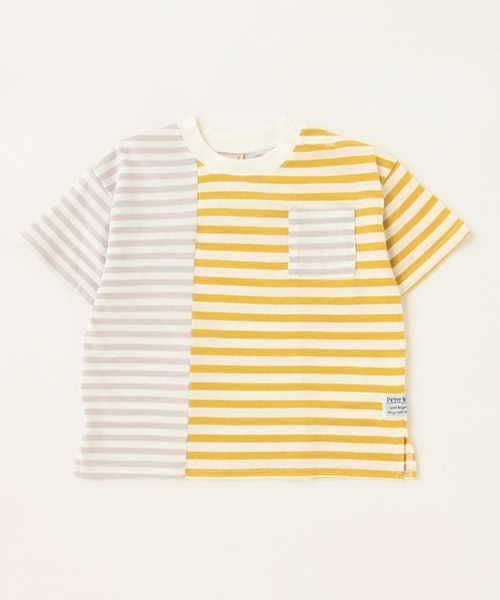 petit main（プティマイン）の「ボーダー切替Ｔシャツ（Tシャツ/カットソー・キッズ・ネイビー/イエロー/グリーン・110cm/120cm/100cm/130cm/90cm/80ｃｍ）」の13枚目の写真