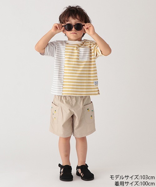 petit main（プティマイン）の「ボーダー切替Ｔシャツ（Tシャツ/カットソー・キッズ・ネイビー/イエロー/グリーン・110cm/120cm/100cm/130cm/90cm/80ｃｍ）」の17枚目の写真